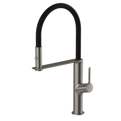 Phoenix Vask Flexible Hose Sink Mixer 200mm Brushed Carbon Lead Free