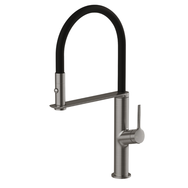 Phoenix Vask Flexible Hose Sink Mixer 200mm Brushed Carbon Lead Free