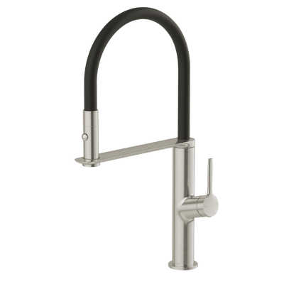 Phoenix Vask Flexible Hose Sink Mixer 200mm Brushed Nickel Lead Free