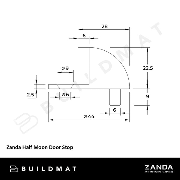 Zanda Half Moon Door Stop Matte White