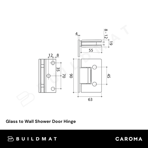 Caroma Glass to Wall Shower Door Hinge Brushed Bronze