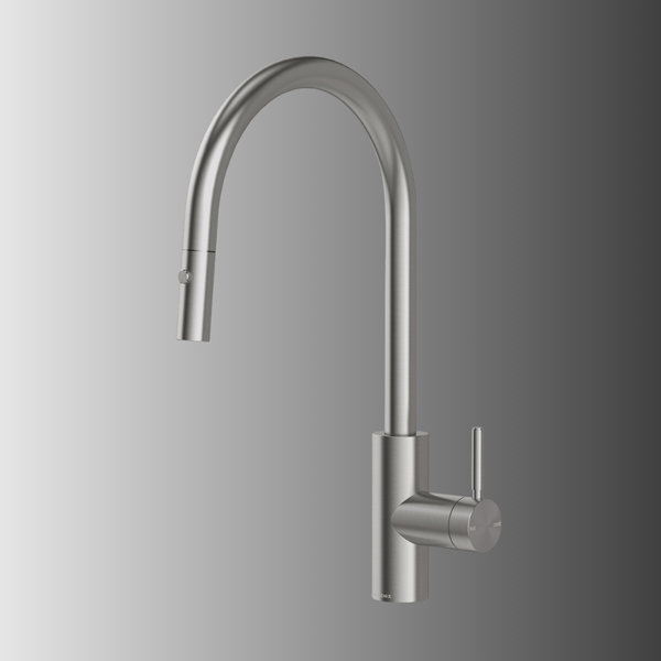 Phoenix Vivid MKII Pull Out Sink Mixer 240mm Gooseneck Brushed Carbon Lead Free