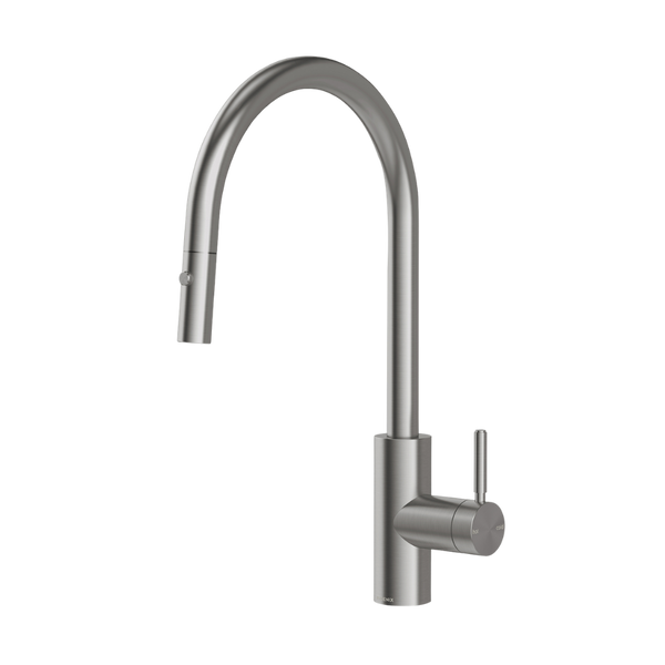 Phoenix Vivid MKII Pull Out Sink Mixer 240mm Gooseneck Brushed Carbon Lead Free