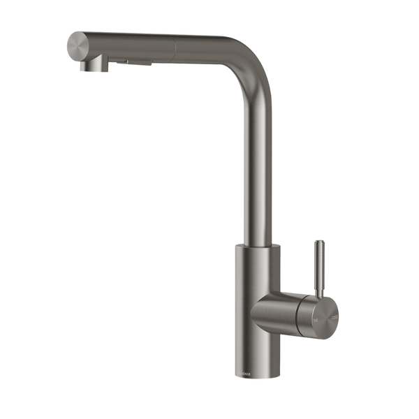 Phoenix Vivid MKII Pull Out Sink Mixer 230mm L Shaped Brushed Carbon Lead Free
