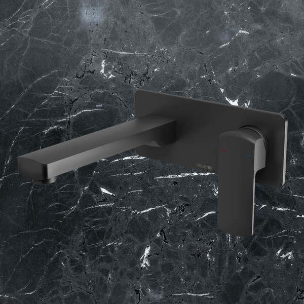Phoenix Teva Wall Basin / Bath Mixer Set 200mm (Trim Kit Only) Matte Black
