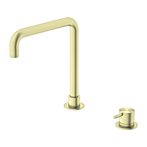 Nero Mecca Hob Basin Mixer Square Swivel Brushed Gold