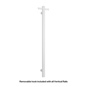 Straight Round Vertical Single Heated Towel Rail Satin White