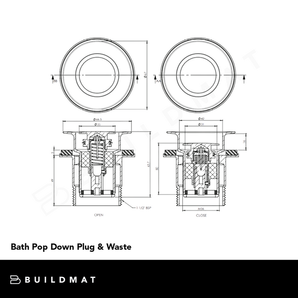 Art Australia 40mm Basin Pop Down With Overflow Waste Chrome
