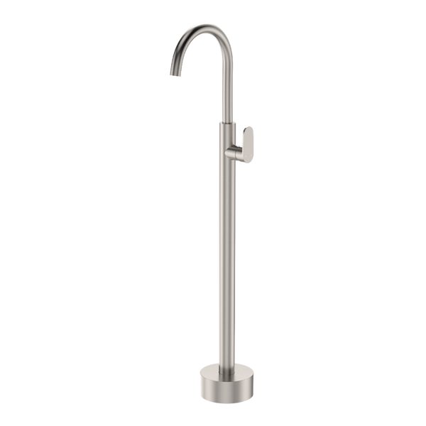 Fienza Empire Slim Floor Mounted Basin/Bath Mixer Brushed Nickel