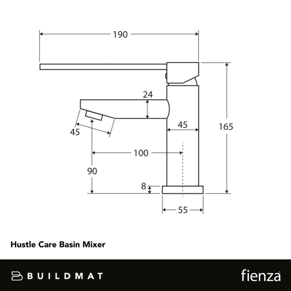 Fienza Hustle Care Basin Mixer Matte Black