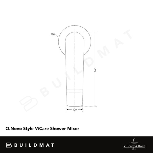 Villeroy & Boch O.Novo Style ViCare Shower Mixer Matte Black (Trim Kit Only)