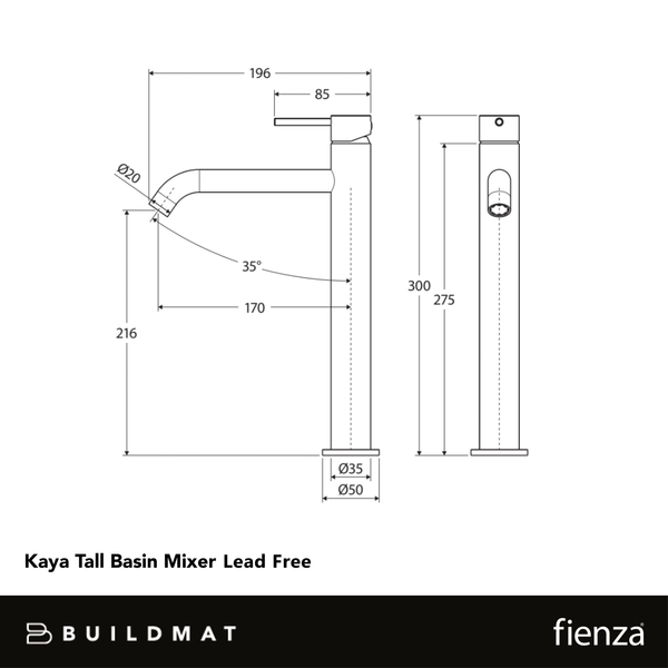 Fienza Kaya Tall Basin Mixer Brushed Nickel Lead Free