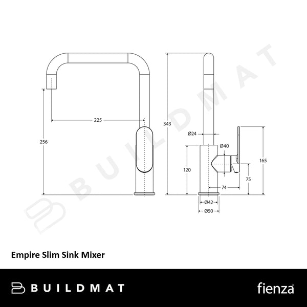 Fienza Empire Slim Sink Mixer Urban Brass