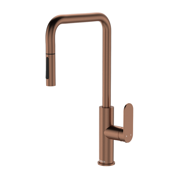 Fienza Empire Slim Pull-Out Sink Mixer Brushed Copper