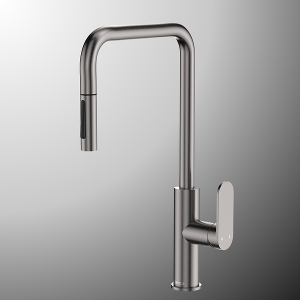 Fienza Empire Slim Pull-Out Sink Mixer Gunmetal Lead Free