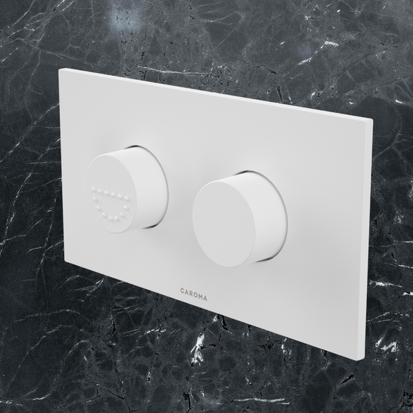 Caroma Invisi Series II Round Dual Flush Plate and Raised Care Buttons (Plastic) White