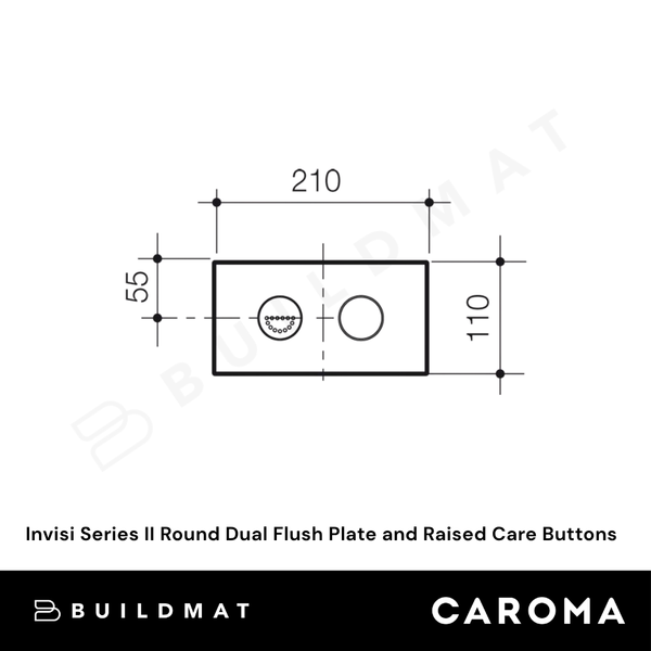 Caroma Invisi Series II Round Dual Flush Plate and Raised Care Buttons (Plastic) White