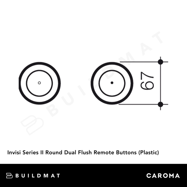 Caroma Invisi Series II Round Dual Flush Remote Buttons (Plastic) Chrome