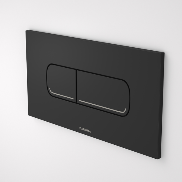 Caroma Invisi Series II Oval Dual Flush Plate and Metal Buttons Matte Black
