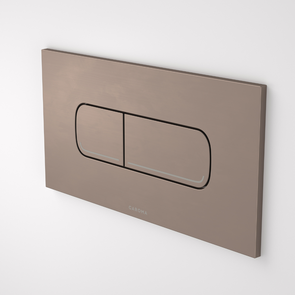 Caroma Invisi Series II Oval Dual Flush Plate and Metal Buttons Brushed Bronze