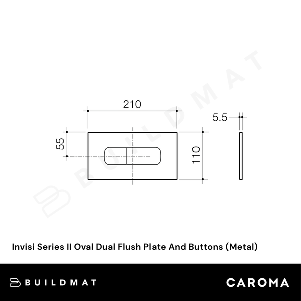 Caroma Invisi Series II Oval Dual Flush Plate And Buttons Metal Chrome