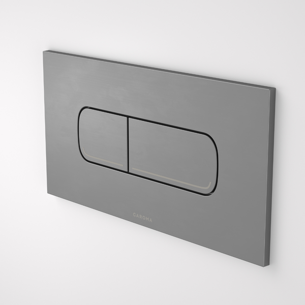 Caroma Invisi Series II Oval Dual Flush Plate and Metal Buttons Gunmetal