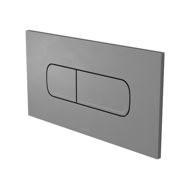 Caroma Invisi Series II Oval Dual Flush Plate and Metal Buttons Gunmetal