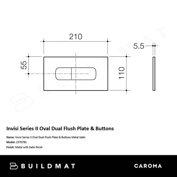Caroma Invisi Series II Oval Dual Flush Plate And Buttons Metal Satin