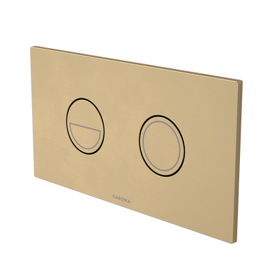 Caroma Invisi Series II Round Dual Flush Plate & Buttons Brushed Brass