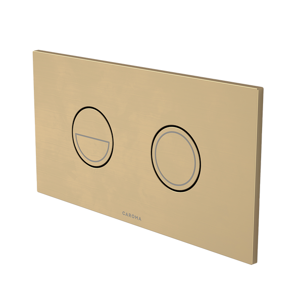Caroma Invisi Series II Round Dual Flush Plate & Buttons Brushed Brass