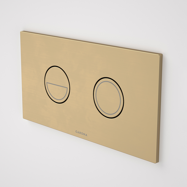 Caroma Invisi Series II Round Dual Flush Plate & Buttons Brushed Brass