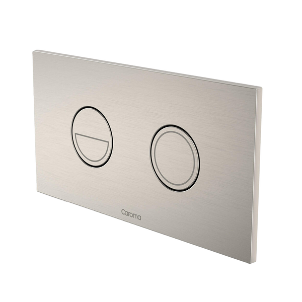 Caroma Invisi Series II Round Dual Flush Plate & Buttons (Metal) Brushed Nickel