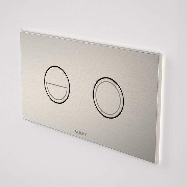 Caroma Invisi Series II Round Dual Flush Plate & Buttons (Metal) Brushed Nickel