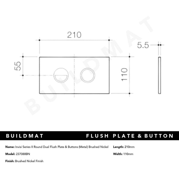 Caroma Invisi Series II Round Dual Flush Plate & Buttons (Metal) Brushed Nickel