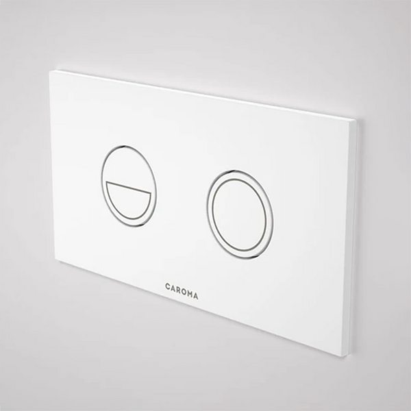 Caroma Invisi Series II Round Dual Flush Plate & Buttons (Metal) White Buttons, White Plate