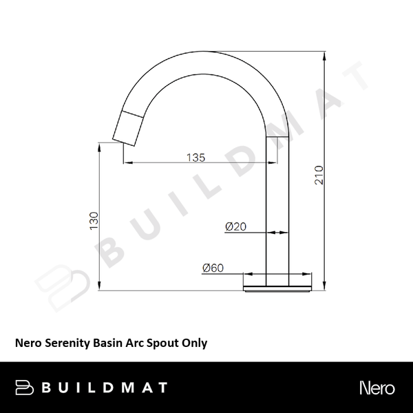 Nero Serenity Basin Arc Spout Only Brushed Gold