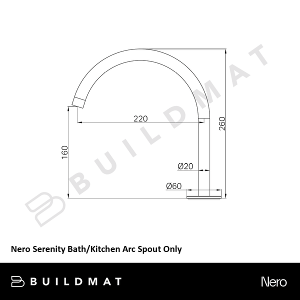 Nero Serenity Bath/Kitchen Arc Spout Only Chrome