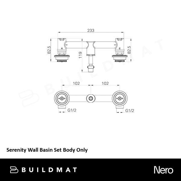 Nero Serenity Wall Basin Set Body Only