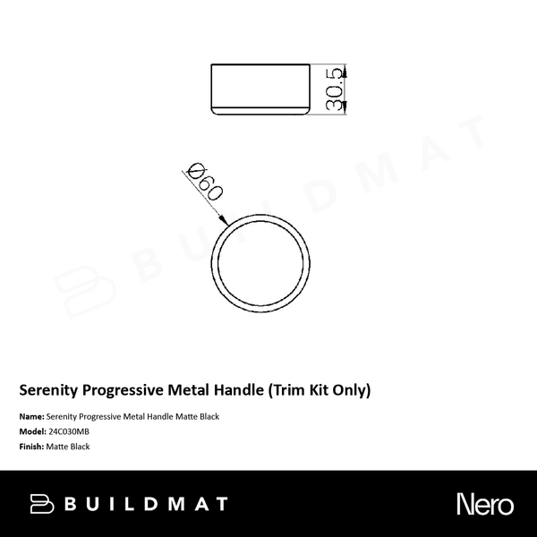 Nero Serenity Progressive Metal Handle (Trim Kit Only) Matte Black