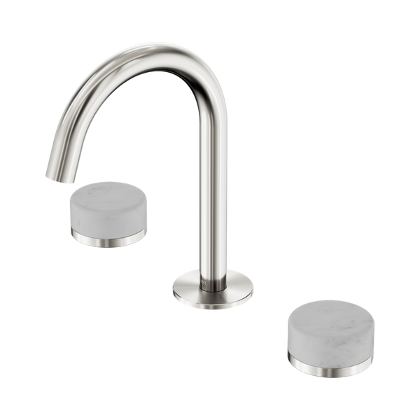 Nero Serenity Basin Set Arc Spout With Carrara Handle Brushed Nickel