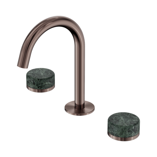 Nero Serenity Basin Set Arc Spout With Verde Alpi Handle Brushed Bronze