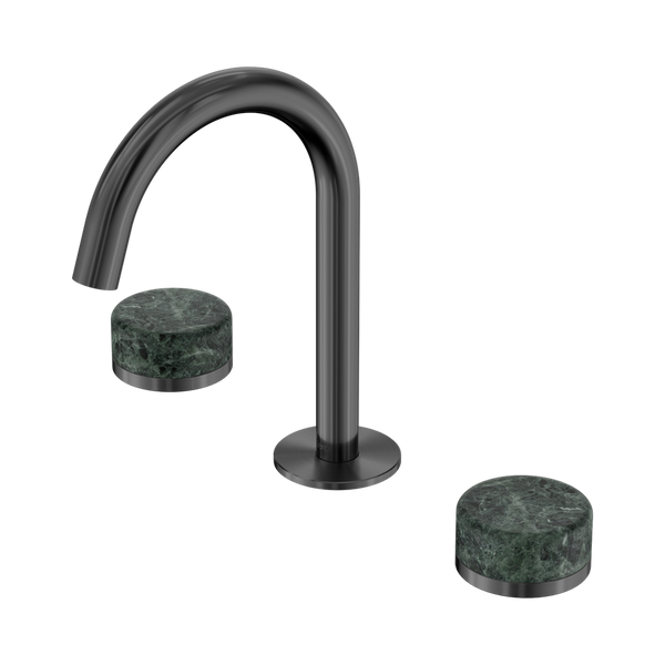 Nero Serenity Basin Set Arc Spout With Verde Alpi Handle Gunmetal