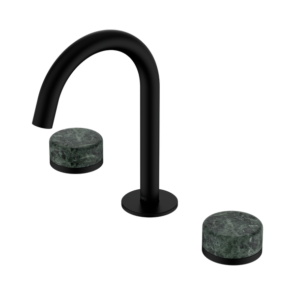 Nero Serenity Basin Set Arc Spout With Verde Alpi Handle Matte Black