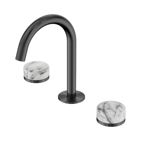 Nero Serenity Basin Set Arc Spout With Arabescato Corchia Handle Gunmetal
