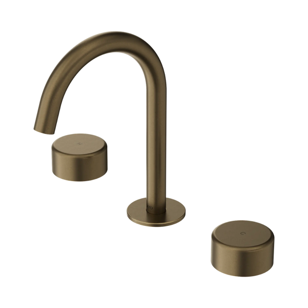 Nero Serenity Basin Set Arc Spout with Metal Handle Tumbled Antique Brass