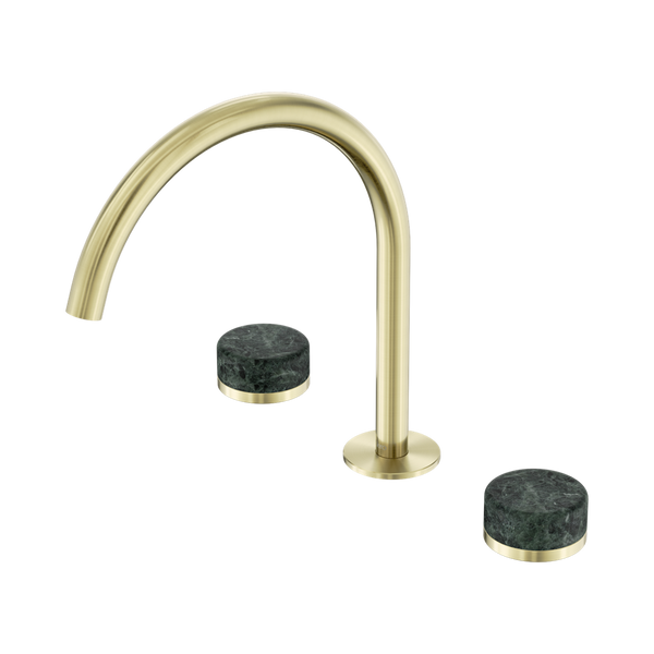 Nero Serenity Bath/Kitchen Set Arc Spout With Verde Alpi Handle Brushed Gold
