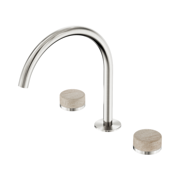 Nero Serenity Bath/Kitchen Set Arc Spout With Rome Travertine Handle Brushed Nickel