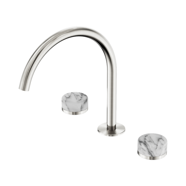 Nero Serenity Bath/Kitchen Set Arc Spout With Arabescato Corchia Handle Brushed Nickel