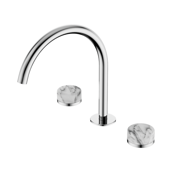 Nero Serenity Bath/Kitchen Set Arc Spout With Arabescato Corchia Handle Chrome