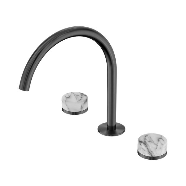 Nero Serenity Bath/Kitchen Set Arc Spout With Arabescato Corchia Handle Gunmetal
